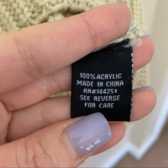 [Moon & Madison] Tan & Blue Striped Knit Cropped Baggy Oversized Sweater - Picture 6 of 8